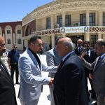 جانب من استقبال السيد عميد الكلية للسادة مسؤولي المحافظة المشاركين في المؤتمر العلمي الدولي الثالث
